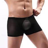cheap Men&#039;s Boxers Underwear-Men&#039;s 1 PCS Boxers Underwear Boxer Shorts Mesh Nylon Breathable Soft Comfortable Plain Mid Rise Black White