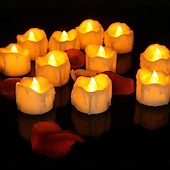 billiga Ljusljus-12st svarta led värmeljus halloween nattlampor levande ljus utomhus inomhus trädgård halloween inredning halloween elektriska ljus batteridrivna halloween lyktor semester fest dekorationer