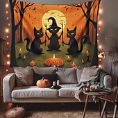 olcso halloween faliszőnyegek-macskák függő gobelin parasztház sütőtök fal művészet nagy kárpit falfestmény dekoráció fénykép háttér takaró függöny otthon hálószoba nappali