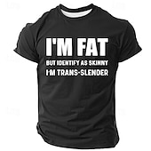 baratos Camisetas de Humor Sarcástico-Camiseta Gráfica Engraçada Masculina 'Estou Gordão Mas Me Identifico Como Magro Sou Trans-Esbelto' Camiseta de Humor de Trocadilhos