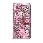 cheap iPhone Cases-Phone Case For Samsung Galaxy iPhone 16 iPhone 15 Pro Max Plus iPhone 14 13 12 11 Pro Max Plus Mini SE Wallet Case for Women Girl with Stand Holder Magnetic Bling Glitter Shiny Flower Floral TPU