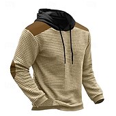 voordelige basic hoodies voor heren-Voor heren Wafel Hoodies Trui met capuchon Abrikoos Zwart Leger Groen Lichtgrijs Capuchon Kleurenblok Lapwerk Met Textuur Sport &amp; Outdoor Dagelijks Feestdagen Polyester Streetwear Basic Casual Lente