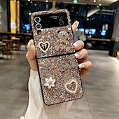 رخيصةأون جراب سامسونج-هاتف غطاء من أجل سامسونج جالاكسي زد فليب 7 زد فليب 6 Z Flip 5 Z Flip 4 Z Flip 3 غطاء خلفي غير اصفرار بلينغ بريق لامعة ضد الصدمات دب TPU حجر الراين
