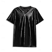 preiswerte Basic-T-Shirts-Herren T Shirt T-Shirt Kurzarm V Ausschnitt Sommer Einfach Übertrieben Designer Hochzeitsfeier Abendkleidung Silber Schwarz Goldgelb Top T-Shirt für Herren