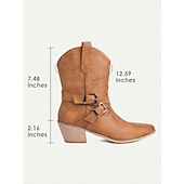 levne Cowboy &amp; Western Boots-dámské černé westernové kotníkové kovbojské boty s detaily přezek pro módu i běžné nošení