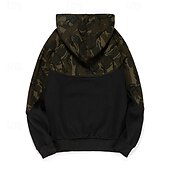 billiga bashuvtröjor för män-Herr Huvtröja Svart Armégrön Huva Färgblock Kamuflasje Lappverk Ficka Sport &amp; Utomhus Dagligen Helgdag Streetwear Grundläggande Ledigt Vår &amp; Höst Kläder Pull Tröjor