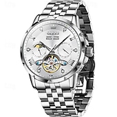 baratos Relógio Automático-nova marca olevs moda masculina europeia tendência relógio de negócios calendário luminoso indicação de 24 horas semana relógio mecânico multifuncional pulseira de aço à prova d&#039;água esportes relógio