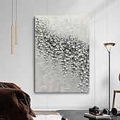 preiswerte Blumen-/Botanische Gemälde-handgemachtes Ölgemälde auf Leinwand, Wandkunst, Dekoration, abstrakt, 3D-Spachtel, schwarz-weißes Blütenblatt für die Inneneinrichtung, gerolltes, rahmenloses, ungedehntes Gemälde