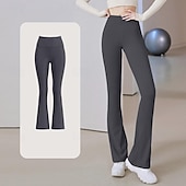 billiga Yoga Leggings &amp; Tights-Dam Yogabyxor Utsvängda byxben Elastiskt midjeband Hög midja Yoga Gymträning Pilates Trikåer Mörkgrå Svart Blå sporter Sportkläder Elastisk Smal