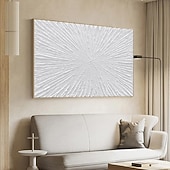 economico Quadri fiori/botanica-Quadro astratto grande dipinto a mano dipinto a mano dipinto bianco dipinto a mano con texture 3d dipinto a mano dipinto a olio moderno dipinto a mano per l&#039;arredamento del soggiorno
