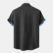 abordables Classique-Homme Chemise Chemise Lin Chemise de plage Vacances Usage quotidien Noir Bleu Vert Manche Courte Col rabattu Eté Vêtement Tenue