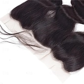 cheap Closure &amp; Frontal-14 Inch 13x6 Lace Frontal Body Wave HD Transparent Frontal Ear to Ear 13x6 Lace Frontal Closure With Baby Hair Free Part 100% Virgin Human Hair Frontal Closure Natural Hairline 150% Density