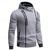cheap Basic Hoodies-Men&#039;s Hoodie Full Zip Hoodie Wine Hooded Color Block Patchwork Sports &amp; Outdoor Daily Holiday Polyester Streetwear Basic Casual Spring &amp;  Fall Clothing Apparel Hoodies Sweatshirts  Long Sleeve