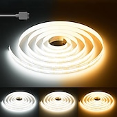 cheap COB Strip Lights-COB LED Strip Light White CCT 608LED/M Ultra Bright 10-33 ft Dimmable 2700K-6500K 24V LED Strip with RF Controller and Power Supply Suitable for DIY Lighting of Cabinets Bedrooms Kitchens Mirrors