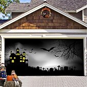Halloween Door Decorations Halloween Garage Door Cover Pumpkins Jack O Lantern Outdoor Banner Ghost Bats Large Backdrop Decoration for Holiday Out door Decorations Door Home Wall Decorations 38