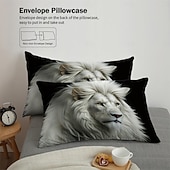 abordables Ensembles de housse de couette-ensemble de housse de couette lion - comprend une housse de couette et des taies d&#039;oreiller - motif lion majestueux - tissu doux et confortable - parfait pour ajouter une touche audacieuse et royale à la décoration de votre chambre