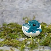 cheap Statues-Newborn Dragon in Egg Figurine - Resin Fantasy Decor for Desk, Home, and Collectors - Mythical Creature Sculpture Adds Whimsical Charm