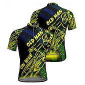 お買い得  メンズジャージ-男性用 サイクリングジャージー 半袖 バイク Tシャツ ジャージー トップス 3つのリアポケット付き マウンテンサイクリング 高通気性 速乾性 イエロー グリーン グラフィック スポーツ 衣類