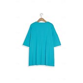 levne jednoduché tričko-dámské oblečení basic oversized trička s kulatým výstřihem jednobarevná nová barva rukáv s volným ramenem kulatý výstřih top s krátkým rukávem