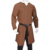 abordables Tapas-Medieval Renacimiento siglo 17 Cinturón Camisas Sayo Ranger élfico Tiro al arco Hombre Vikingo Fantasía Víspera de Todos los Santos Carnaval Mascarada LARP Adulto Camisas Cinturón Todas las Temporadas