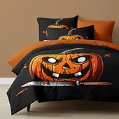 levne Sady přikrývek-kolekce halloween sada povlaků na přikrývky Jack o lucerna dýně 3dílná sada super měkká šetrná k pokožce s dlouhou životností