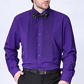 voordelige strijkvrije overhemden voor heren-Voor heren Overhemd Overhemd met knopen Effen Bruiloft Feest Zwart Geel Rood Blauw Lange mouw Revers Lente &amp; Herfst Kleding