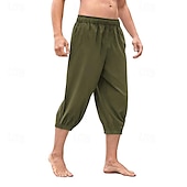 abordables Fondos-Retro Antiguo Medieval Renacimiento pantalones piratas Feria del Renacimiento caballero celta Ranger Color sólido Hombre Pirata Fantasía Víspera de Todos los Santos Carnaval Mascarada Rendimiento