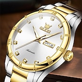 cheap Mechanical Watches-New Brand Olevs European Men&#039;S Business Mechanical Watch Inlaid With Diamond Luminous Calendar Month Display Automatic Mechanical Watch Waterproof Sports Simple Leisure Watch