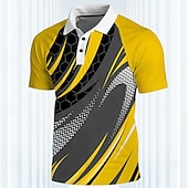 economico Polo da golf da uomo-Per uomo A righe Polo Sportivi Maglia da golf Manica Corta Magliette polo Camicie con Colletto Casual Abbigliamento sportivo Abbigliamento da vacanza Bottoni Stampa 3D Primavera &amp; Estate Giallo Verde