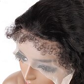 economico Parrucche lace front capelli veri-Parrucca frontale in pizzo 13x4 con capelli umani, parrucca naturale ondulata riccia 4c, densità 150% con capelli per bambini 4c