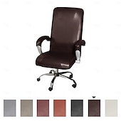 abordables Housse de chaise-housse de chaise de bureau imperméable et extensible - design simple et moderne - housse de chaise d&#039;ordinateur en cuir PU - durable et facile à nettoyer - parfaite pour protéger et améliorer les