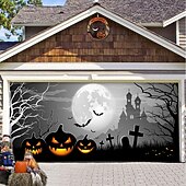 Halloween Door Decorations Halloween Garage Door Cover Pumpkins Jack O Lantern Outdoor Banner Ghost Bats Large Backdrop Decoration for Holiday Out door Decorations Door Home Wall Decorations 48