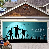 Halloween Door Decorations Halloween Garage Door Cover Pumpkins Jack O Lantern Outdoor Banner Ghost Bats Large Backdrop Decoration for Holiday Out door Decorations Door Home Wall Decorations 54