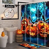 cheap Halloween Shower Curtains-Halloween Shower Curtain with Hooks for Bathroom Shower Curtain  Bathroom Decor Set Polyester Waterproof 12 Pack Plastic Hooks Skull Heads