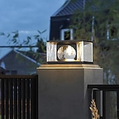 olcso Post Light-modern kültéri oszloplámpák házhoz kültéri kerítés oszloplámpák akril árnyalatú fekete kivitelben, ip65 vízálló négyzetoszlopos lámpák kültéri tornácra, ajtóra, előkertre