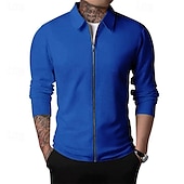 cheap Men&#039;s Jackets &amp; Coats-Men&#039;s Shirt Jacket Transition Jacket Daily Breathable Pocket All Seasons Plain Classic Lapel Regular Waffle Fabric Black White Royal Blue Khaki Light Grey Jacket