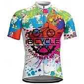 abordables Maillots pour hommes-Homme Maillot Velo Cyclisme Manche Courte Cyclisme Tee-shirt Maillot avec 3 poches arrière VTT Vélo tout terrain Respirable Séchage rapide Conception anatomique Mèche Blanche Graphic Des sports