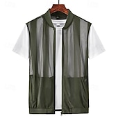 Men's Vest Gilet Fishing Vest Hiking Vest Gilet Jacket Outdoor Street Daily Going out Streetwear Casual Spring Fall Pocket Polyester Nylon Breathable Plain Zipper Stand Collar Regular Fit Black White 14