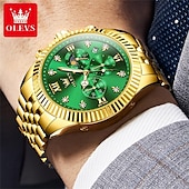 abordables Relojes de Cuarzo-Reloj de Cuarzo OLEVS para Hombre Reloj de Pulsera de Moda para Deportes al Aire Libre Fase Lunar Calendario Luminiscente Reloj de Acero Resistente al Agua