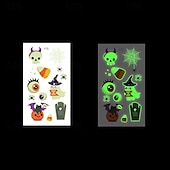 abordables Halloween 2024-Autocollants de tatouage lumineux en toile d&#039;araignée d&#039;halloween, 10 pièces, autocollants de visage de fête de festival lumineux de dessin animé