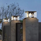 olcso Post Light-modern kültéri oszloplámpák házhoz kültéri kerítés oszloplámpák akril árnyalatú fekete kivitelben, ip65 vízálló négyzetoszlopos lámpák kültéri tornácra, ajtóra, előkertre