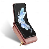 ieftine Carcasă Samsung-telefon Maska Pentru Samsung Galaxy Z Flip 7 Z Flip 6 Z Flip 5 Z Flip 4 Z Flip 3 Capac Spate Fermoar cu Lanyard Loc pentru card Retro TPU PU piele