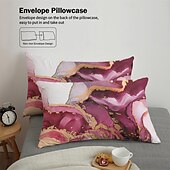 baratos Conjuntos de capa de edredão-Conjunto de capa de edredom de 3 peças com padrão abstrato de mármore nórdico para hotéis, quartos de hóspedes e hotéis, conjunto de cama confortável