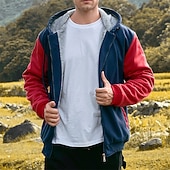 Недорогие мужские базовые толстовки-Муж. Толстовка с капюшоном на молнии Балахон на молнии Флисовая жилетка Черный Синий Светло-серый Темно-серый Капюшон Контрастных цветов Застегнуться Пэчворк Карман