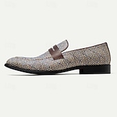 abordables Mocasines de cuero de primera calidad-Hombre Zapatos de taco bajo y Slip-On Mocasines Mocasines clásicos Cuero Piel de vaca italiana de plena flor Tejido de nailon Cómodo Antideslizante Mocasín Café