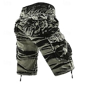 abordables Clásico-Hombre Pantalones cortos tácticos Pantalón Corto Cargo Pantalón corto Botones Multi bolsillo Plano Listo para vestir Longitud de la rodilla Exterior Diario Acampada y Senderismo Moda Clásico Negro