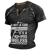cheap Funny Words-Men&#039;s Graphic Color Block Weapon Henley Shirt Tee Short Sleeve 3D Print Fashion Designer Comfortable Outdoor Casual Daily Summer Black Wine Navy Blue Green Gray Henley Henley T-Shirt