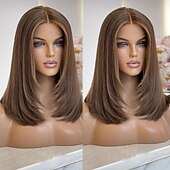 baratos Perucas de seda frontais de cabelo natural-Cabelo humano remy 13x4 Lace Front Peruca Bob curto Cabelo Brasileiro Liso Seda Ruivo Peruca 130% 150% Densidade do Cabelo com o cabelo do bebê Riscas Naturais 100% Virgem Pré-depenado Para Feminino