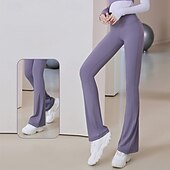 billiga Yoga Leggings &amp; Tights-Dam Yogabyxor Utsvängda byxben Elastiskt midjeband Hög midja Yoga Gymträning Pilates Trikåer Mörkgrå Svart Blå sporter Sportkläder Elastisk Smal