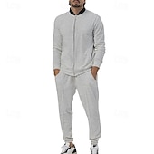 economico Tute da ginnastica-Per uomo Tuta Da Ginnastica Tuta da jogging 2 pezzi Zip intera Informale Autunno Manica lunga Traspirante Morbido Fitness Allenamento in palestra Corsa abbigliamento sportivo Abbigliamento sportivo